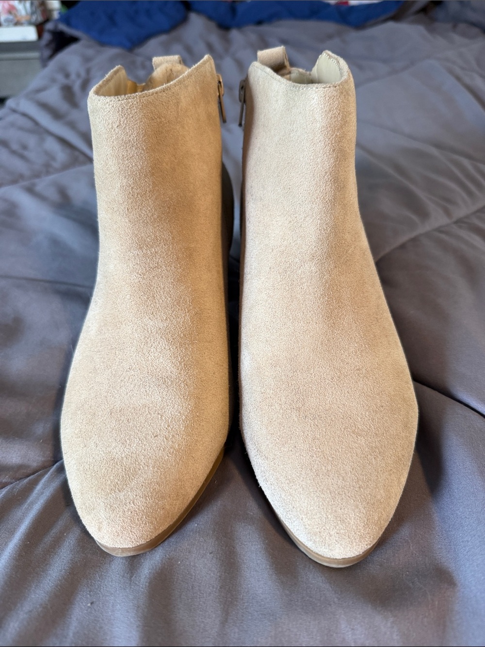 Suede Ankle Booties in Light Beige - Sleek Everyday Style 7